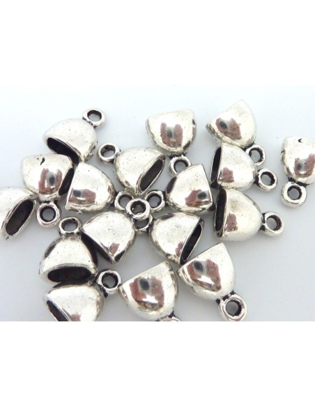 Embout calotte 7mm x 4mm en métal argenté lisse