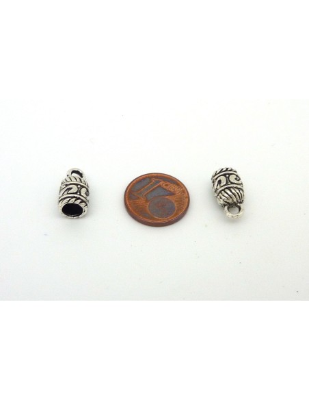 Embout argenté pour cordon cuir de 5mm style ethnique