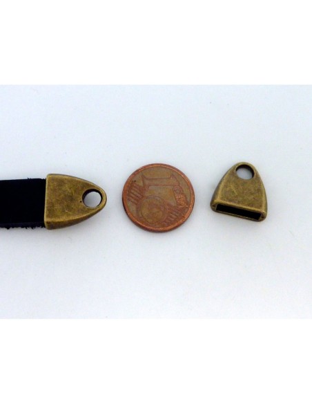 Embout pour lanière de 10mm en métal lisse de couleur bronze