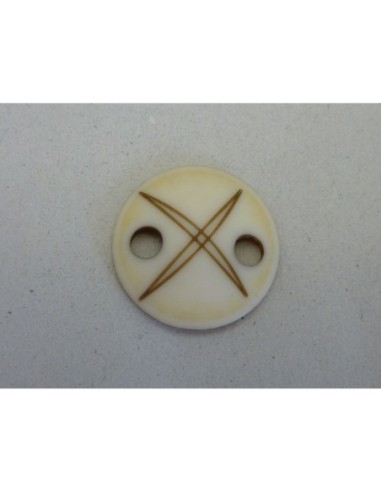 Connecteur ou bouton acrylique beige et marron 28,4mm