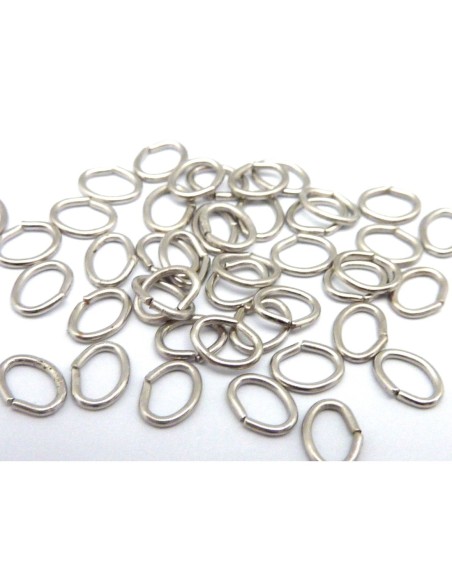 R-2g environ 50 anneaux ovales de jonction 5mm x 4mm en métal argenté