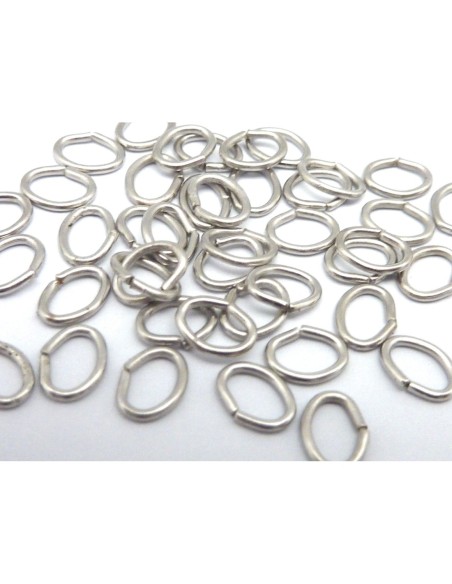 R-2g environ 50 anneaux ovales de jonction 5mm x 4mm en métal argenté