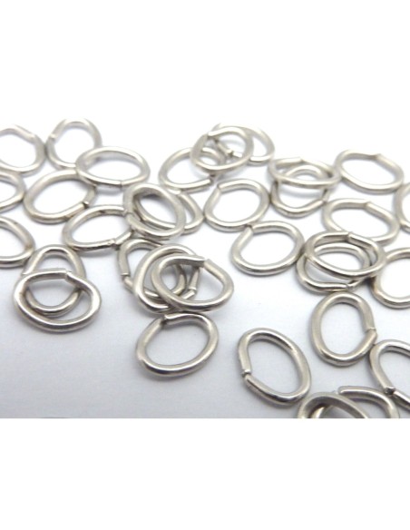 R-2g environ 50 anneaux ovales de jonction 5mm x 4mm en métal argenté