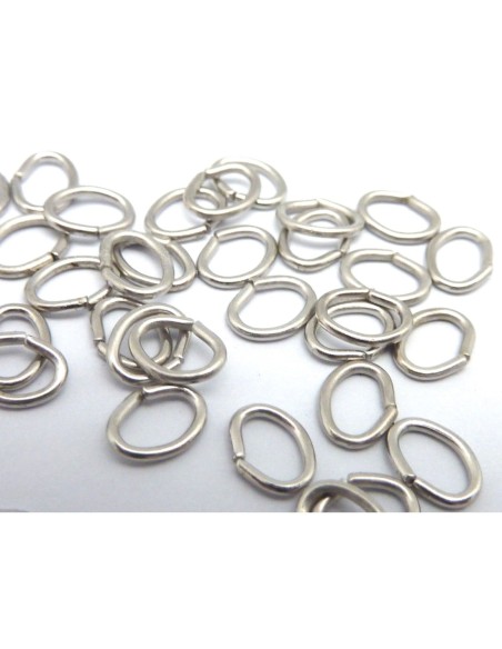 R-2g environ 50 anneaux ovales de jonction 5mm x 4mm en métal argenté