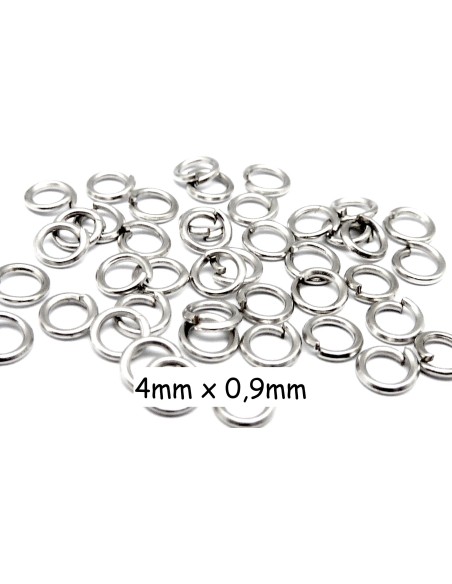 Anneau de jonction 4mm x 0,9mm en métal argenté