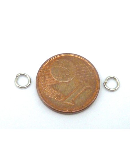 Anneau ouvert 4mm x 0,9mm en métal argenté