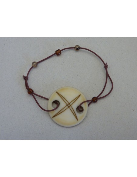 Connecteur ou bouton acrylique beige et marron 28,4mm