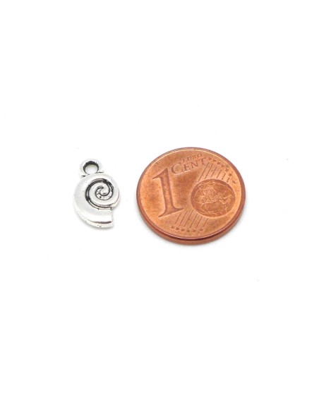 Lot de 20 Breloques escargot, pendentif escargot spirale en métal argenté 12mm x 7mm Lot de 20 Breloques escargot, pendentif escargot spirale en métal argenté 12mm x 7mm