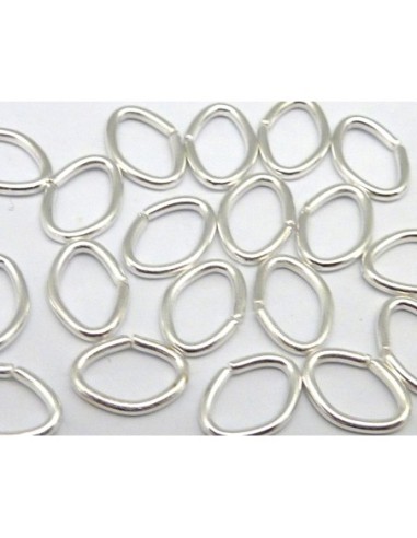 Anneau ouvert ovale en métal argenté
