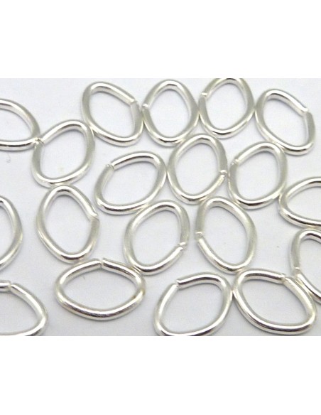 Anneau ouvert ovale en métal argenté