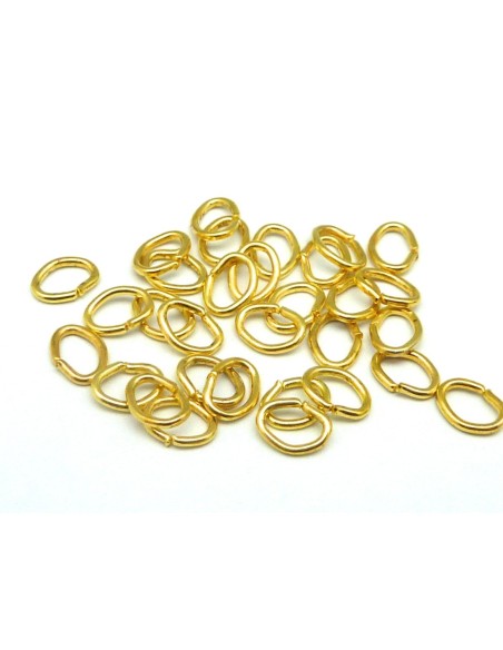 R-2g environ 45 anneaux ovales de jonction 5mm x 4mm en métal doré