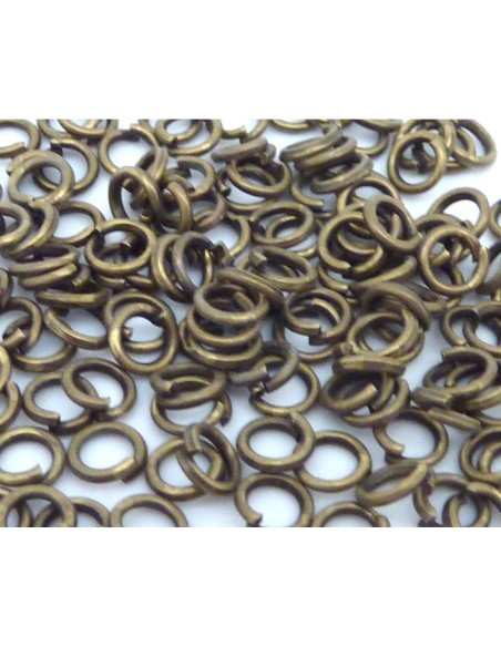 R-5g soit environ 100 anneaux de jonction 5mm x 0,8mm en métal viel or, bronze