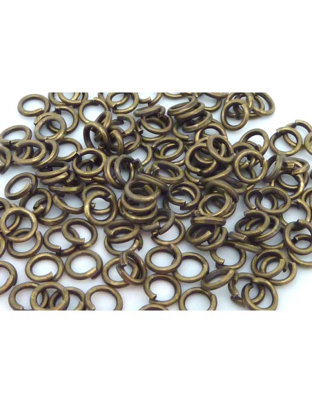 R-5g soit environ 100 anneaux de jonction 5mm x 0,8mm en métal viel or, bronze