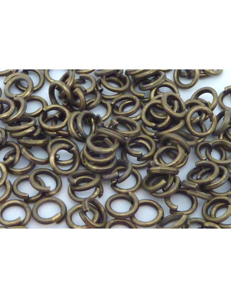 R-5g soit environ 100 anneaux de jonction 5mm x 0,8mm en métal viel or, bronze