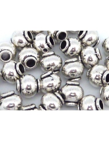 20 Perles connecteur 8,5 mm tube arrondi, tonneau en métal argenté