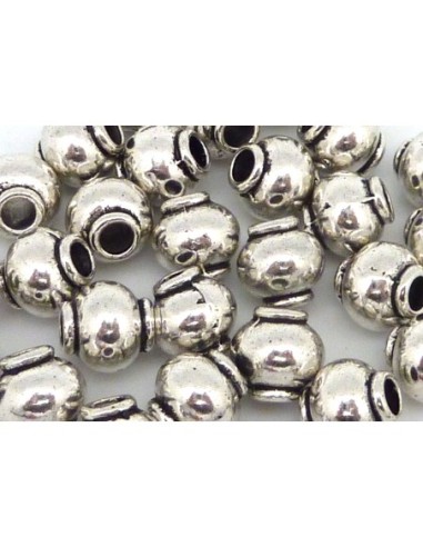 20 Perles connecteur 8,5 mm tube arrondi, tonneau en métal argenté