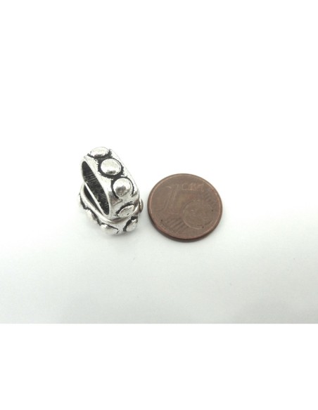 perle passant poussoir metal argente