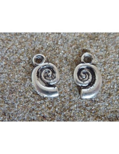 Lot de 20 Breloques escargot, pendentif escargot spirale en métal argenté 12mm x 7mm