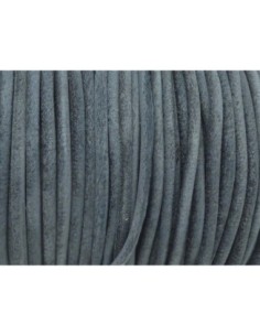R-1m de Cordon cuir rond 3mm de couleur bleu jeans