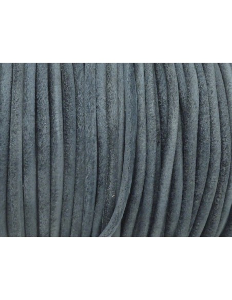 R-1m de Cordon cuir rond 3mm de couleur bleu jeans