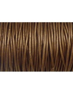 Cuir rond 2mm de couleur marron doré bronze 2
