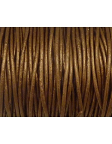 Cordon cuir marron doré bronze de diamètre 2mm