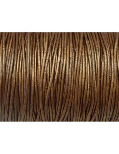 Cordon cuir marron bronze doré 1,5mm