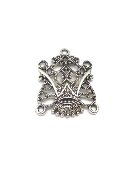 10 Connecteurs support filigrane 24,3mm pour boucle d'oreille, pendentif, bracelet en métal argenté