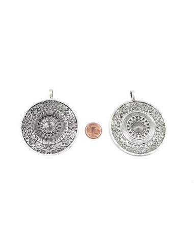 Grand pendentif filigrane pour strass de 10mm argenté