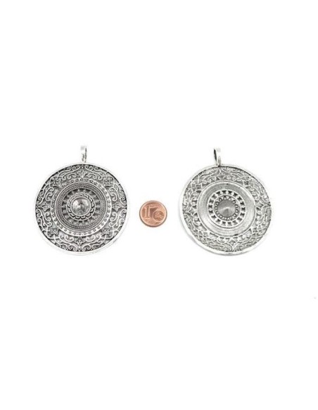 Grand pendentif filigrane pour strass de 10mm argenté