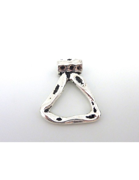 2 Pendentifs triangle martelé 30,5mm en métal argenté