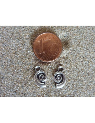 Lot de 20 Breloques escargot, pendentif escargot spirale en métal argenté 12mm x 7mm