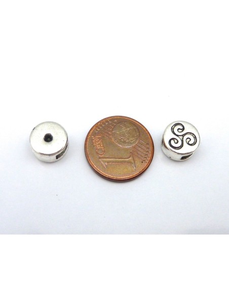 Perle argenté passant pour lanière cuir de 6mm triskel