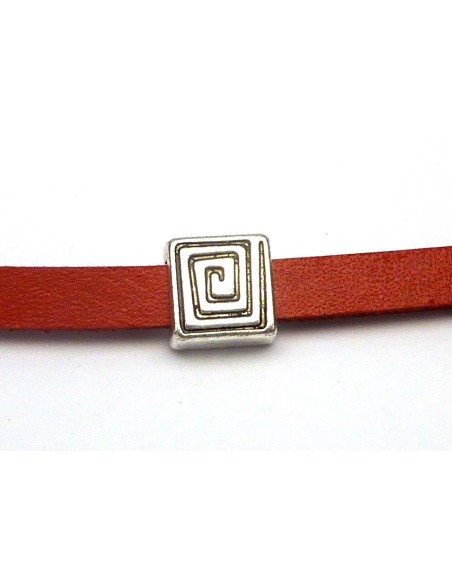 perle metal argente poussoir pour cuir 6mm