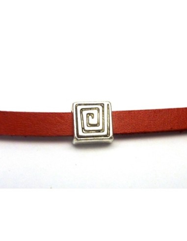 perle metal argente poussoir pour cuir 6mm