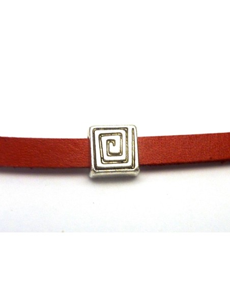 perle metal argente poussoir pour cuir 6mm