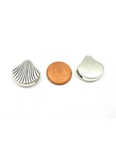 10 Perles passant coquille Saint Jacques en métal argenté... 2