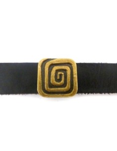 2 Perles passant carré 18,6mm en métal de couleur bronze...