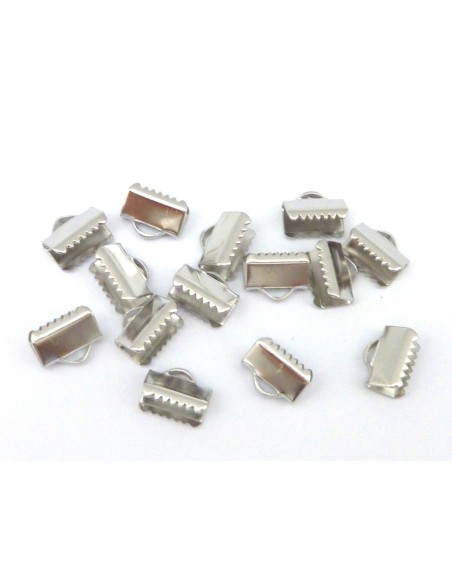 Embouts griffe 10mm serre ruban en métal argenté lisse