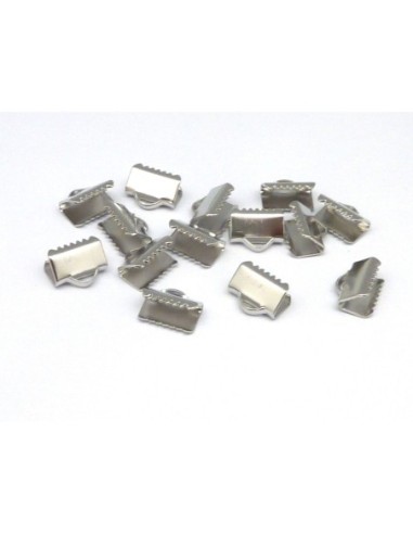 Embouts griffe 10mm serre ruban en métal argenté lisse