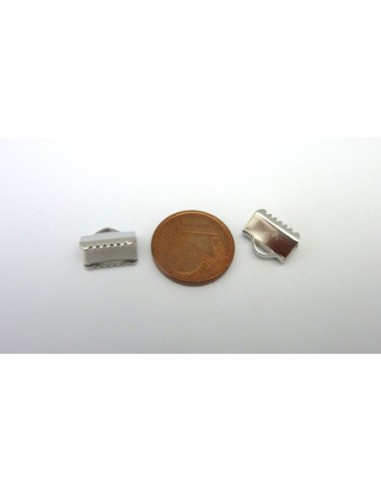 Embouts griffe 10mm serre ruban en métal argenté lisse