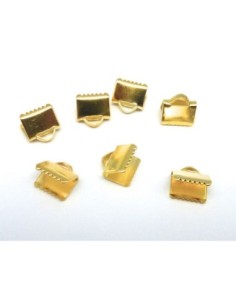 Embout griffe 8mm, serre ruban, lacet, fil cordon en métal doré lisse