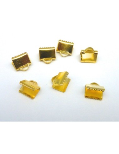 Embout griffe 8mm, serre ruban, lacet, fil cordon en métal doré lisse