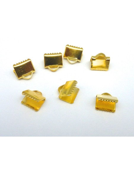 Embout griffe 8mm, serre ruban, lacet, fil cordon en métal doré lisse