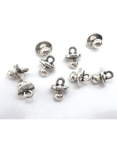 50 Breloques tétine 8,7mm en métal argenté