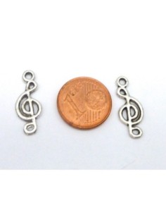 10 Breloques note de musique, clé de sol 19,9mm en métal argenté 2