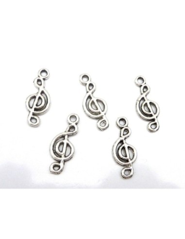 Charm note de musique argenté