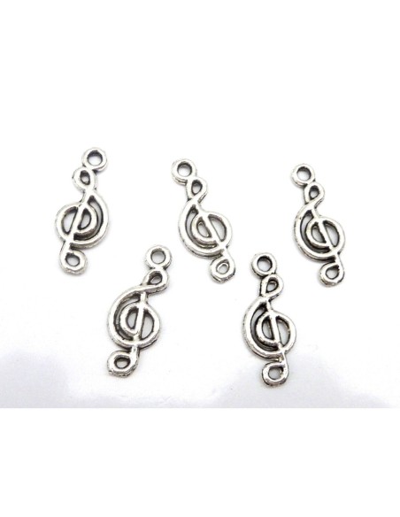 Charm note de musique argenté