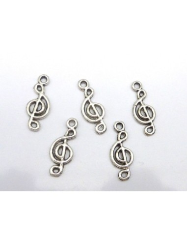 Perle connecteur note de musique argenté pour création de bracelet