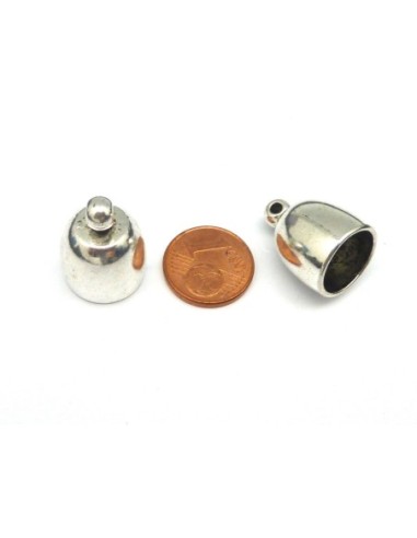 Embout rond pas cher argenté pour cordon cuir de 12mm